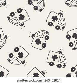 ambulance doodle drawing seamless pattern background