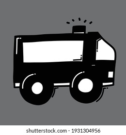 Ambulance doodle vector icon. Drawing sketch illustration hand drawn line.