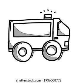 Ambulance doodle vector icon. Drawing sketch illustration hand drawn line.