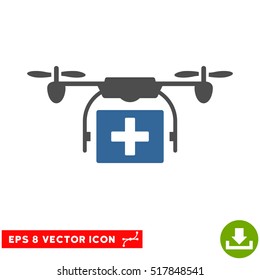 Ambulance Drone EPS vector icon. Illustration style is flat iconic bicolor cobalt and gray symbol on white background.
