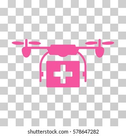 Ambulance Drone icon. Vector illustration style is flat iconic symbol, pink color, transparent background. Designed for web and software interfaces.