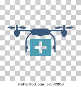 Ambulance Drone icon. Vector illustration style is flat iconic bicolor symbol, cyan and blue colors, transparent background. Designed for web and software interfaces.