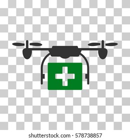 Ambulance Drone icon. Vector illustration style is flat iconic bicolor symbol, green and gray colors, transparent background. Designed for web and software interfaces.