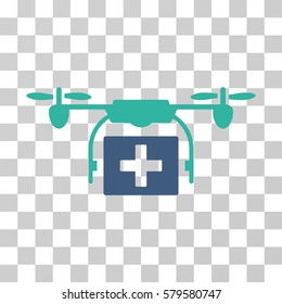 Ambulance Drone icon. Vector illustration style is flat iconic bicolor symbol, cobalt and cyan colors, transparent background. Designed for web and software interfaces.