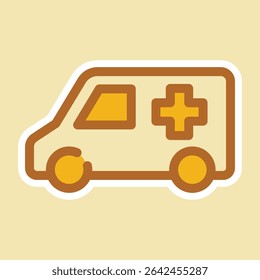 ambulance editable cartoon style sticker vector