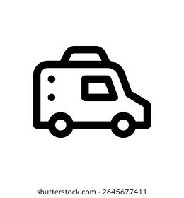 Ambulance. Editable stroke vector icon.
