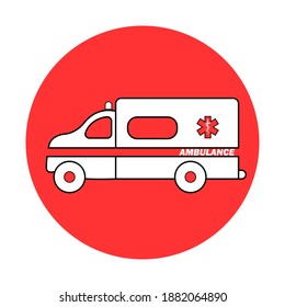 Ambulance emergency car or automobile. Flat cartoon medical vehicle auto