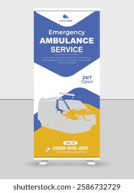 Ambulance emergency car with doctor roll up banner design