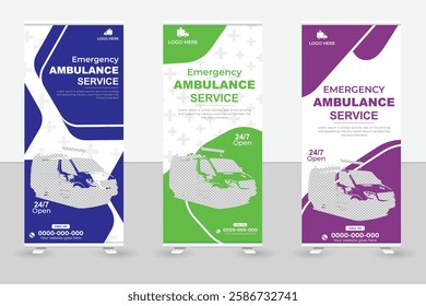 Ambulance emergency car with doctor roll up banner design