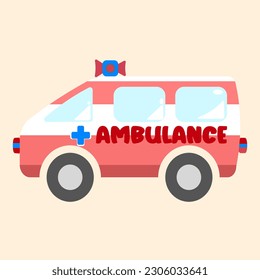 Vehículo de emergencia de ambulancia en diseño de ilustración de vector plano