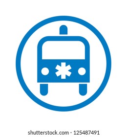 Ambulance emergency car icon, simple vector round symbol.