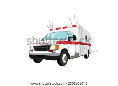 Ambulance emergency car isolated on the white background. Ambulance rushing to the call. Medical concept flat design. Vector illustration.