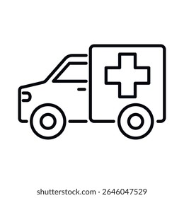 Ambulance emergency car line vector icon
