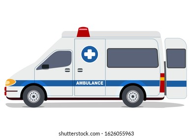 Ambulance Emergency Car with open the back door vector isolate