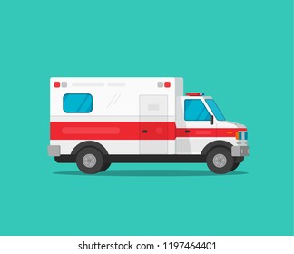 Ambulance emergency car vector illustration, flat cartoon medical vehicle auto isolated