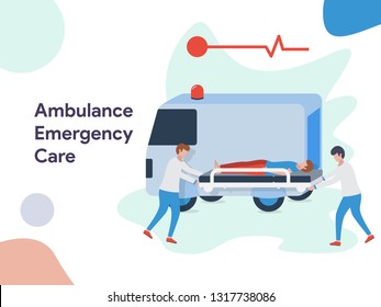 Ambulance Emergency Care illustration. Modern flat design style for website and mobile website.Vector illustration