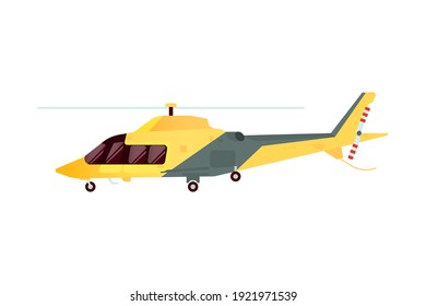 Ambulance Emergency Helicopter. Modern Flat Style Vector Illustration. Social Media Template.