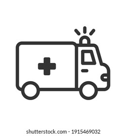 Ambulance Emergency Hospital Vehicle Outline Icon. Health And Illness Concept.