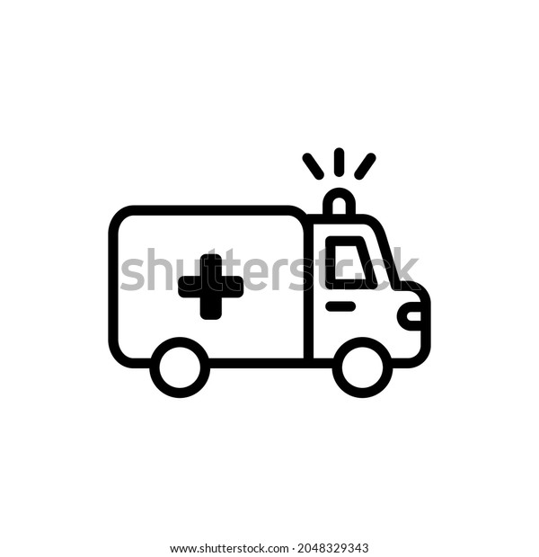 Ambulance\
emergency hospital vehicle outline icon. Health and illness\
concept. perfect icon ,perfect for all\
project