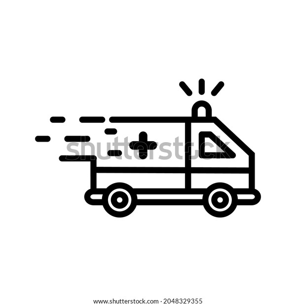 Ambulance\
emergency hospital vehicle outline icon. Health and illness\
concept. perfect icon ,perfect for all\
project