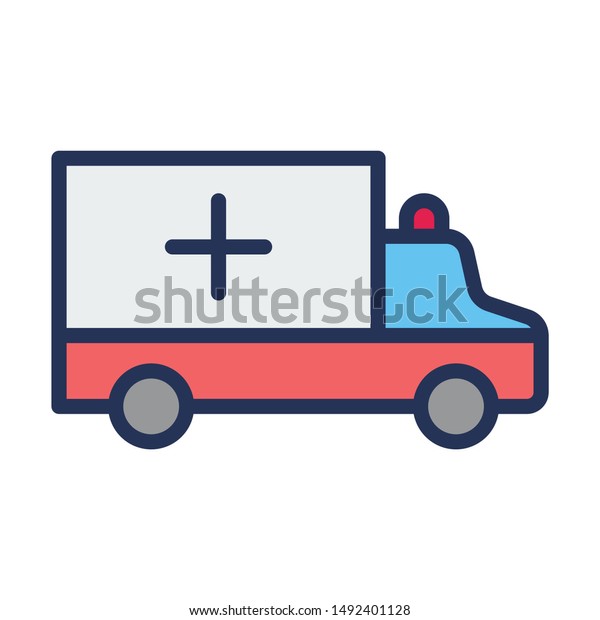 Ambulance\
Emergency Medical Vector Icon,  Patients transport Vehicle on White\
background, Road Ambulette Concept\
Design