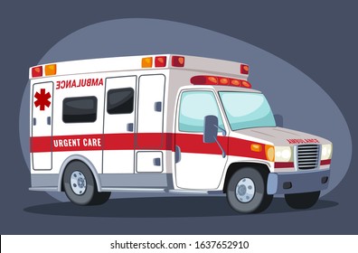 Ambulance emergency paramedic car. Vector modern creative cartoon design. First aid transportation. Isolate on white background.