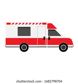paramedizinischer Krankenwagen mit Hintergrund, Flaches Vektorillustration-Design,