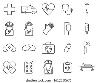 Ambulance Or Emergency Response Team Icons Thin Line Set Big
