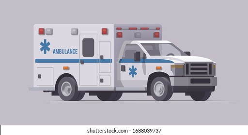 Ambulance emergency truck. Vector rescue car. Isolated illustration. Collection