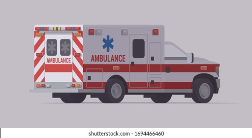 Ambulance emergency truck. Vector rescue car. Isolated illustration. Colection