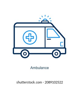 Ambulance Or Emergency Van Icon Concept