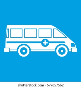 Ambulance emergency van icon white isolated on blue background vector illustration