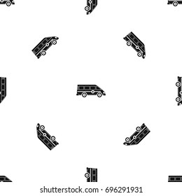 Ambulance emergency van pattern repeat seamless in black color for any design. Vector geometric illustration