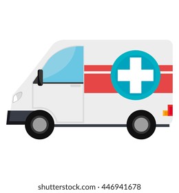 Ambulance emergency vehicle with cross symbol on it, vector illustration.