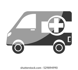 Ambulance emergency vehicle with cross symbol 