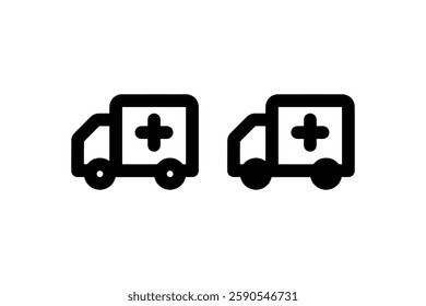 Ambulance emergency vehicle icon in outline and solid Vector