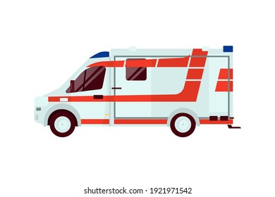 Ambulance Emergency Vehicle. Modern Flat Style Vector Illustration. Social Media Template.