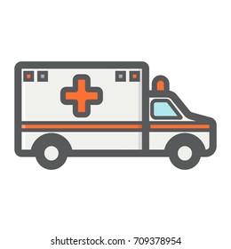 Ambulance filled outline icon, medicine and healthcare, transport sign vector graphics, a colorful line pattern on a white background, eps 10.