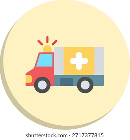 Icono de estilo de círculo plano de ambulancia