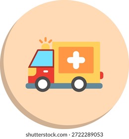 Icono de estilo de círculo plano de ambulancia