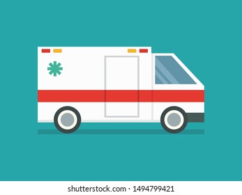 Ambulance flat design vector illustration.