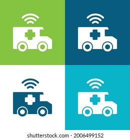 Ambulance Flat four color minimal icon set