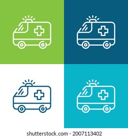 Ambulancia Plano cuatro colores conjunto mínimo de iconos