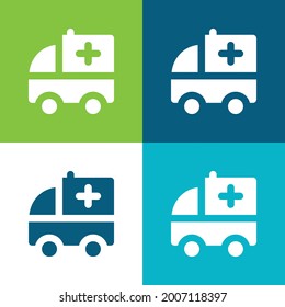 Ambulancia Plano cuatro colores conjunto mínimo de iconos