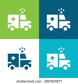 Ambulancia Plano cuatro colores conjunto mínimo de iconos