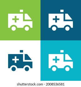 Ambulancia Plano cuatro colores conjunto mínimo de iconos