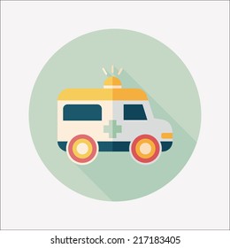 ambulance flat icon with long shadow