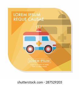 ambulance flat icon with long shadow