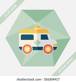ambulance flat icon with long shadow