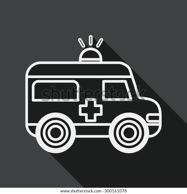 ambulance flat icon\
with long shadow, line\
icon